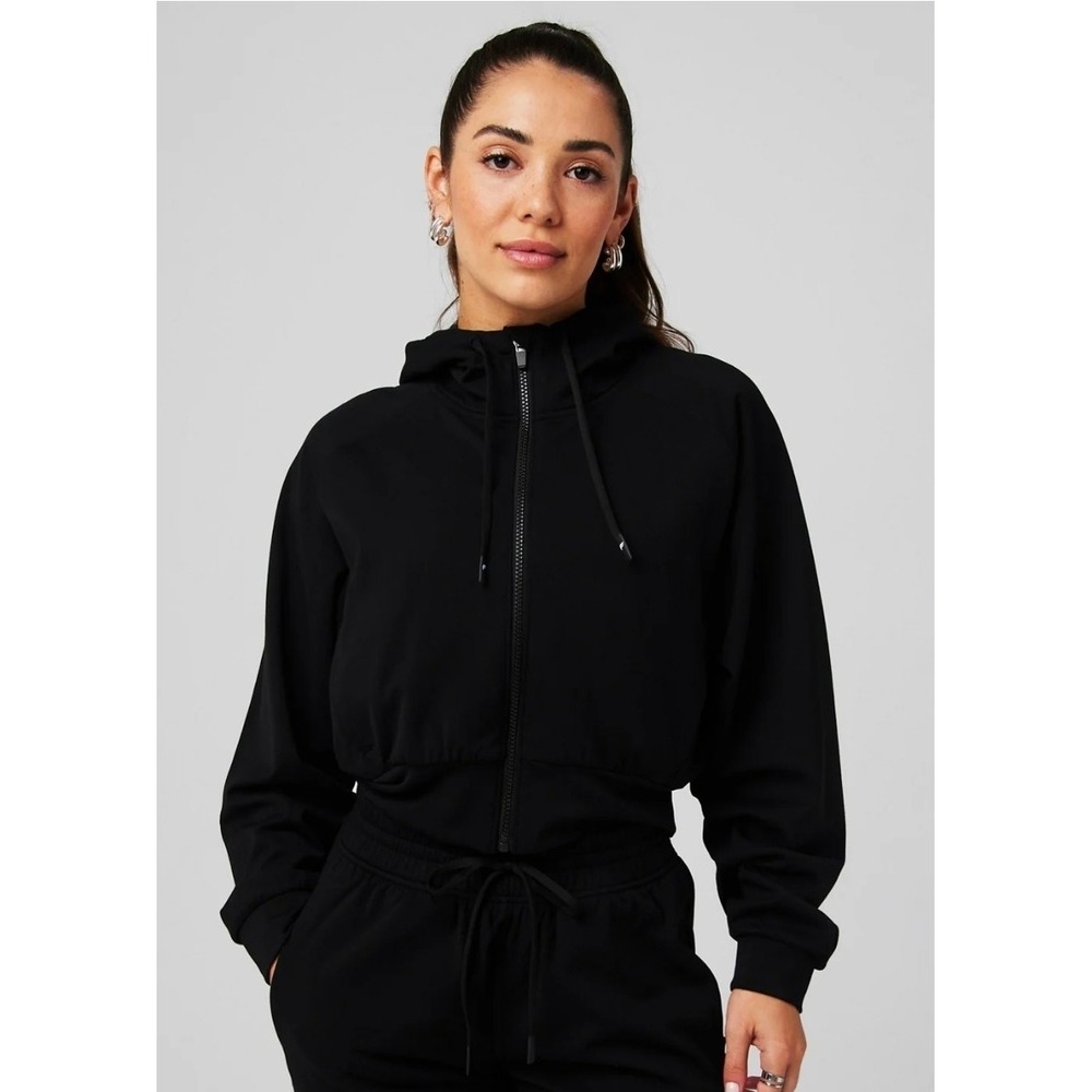 Fabletics Women's Cold Weather Full Zip Cropped Hoodie NWT Black Size XXL - 1X
